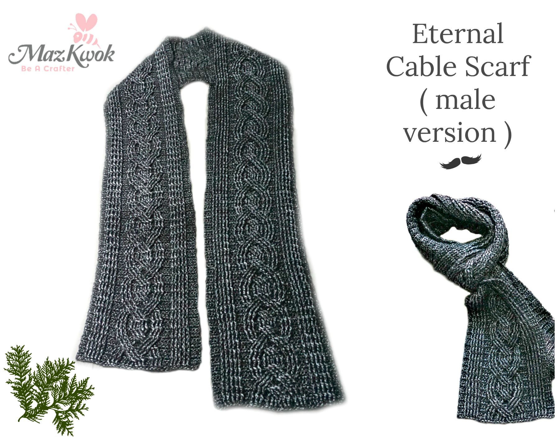 crochet eternal cable scarf male version, crochet cable scarf, crochet