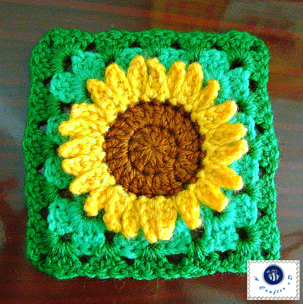 crochet sunflower granny square