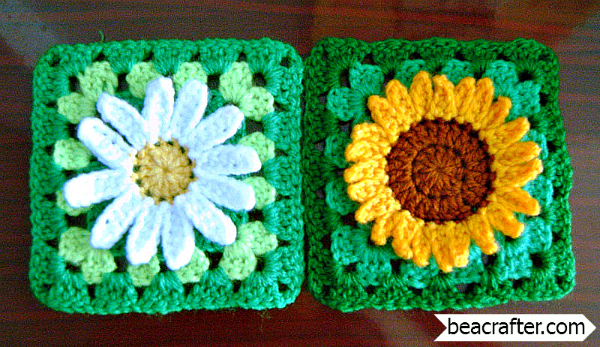 daisy and sunflower granny squares