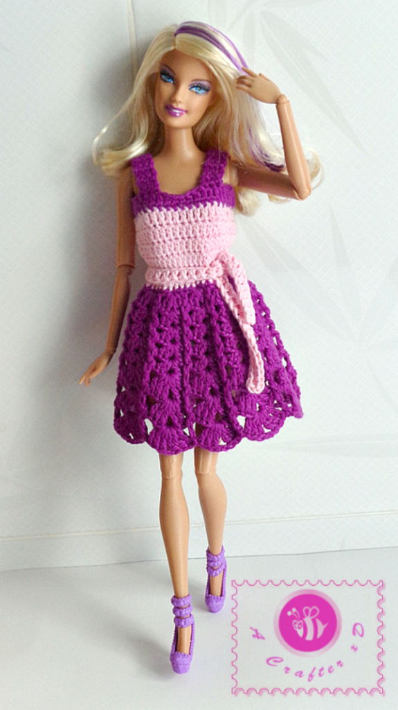 crochet fashion doll tank dress, crochet barbie dress