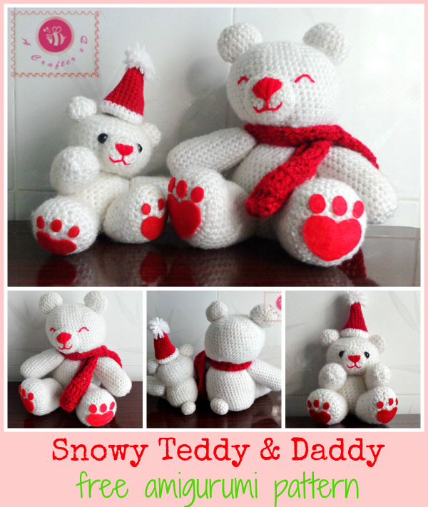 snowy teddy daddy amigurumi