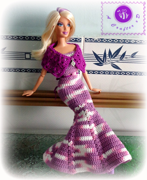 crochet fashion doll prom dress