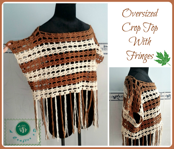 crochet oversized crop top with fringes