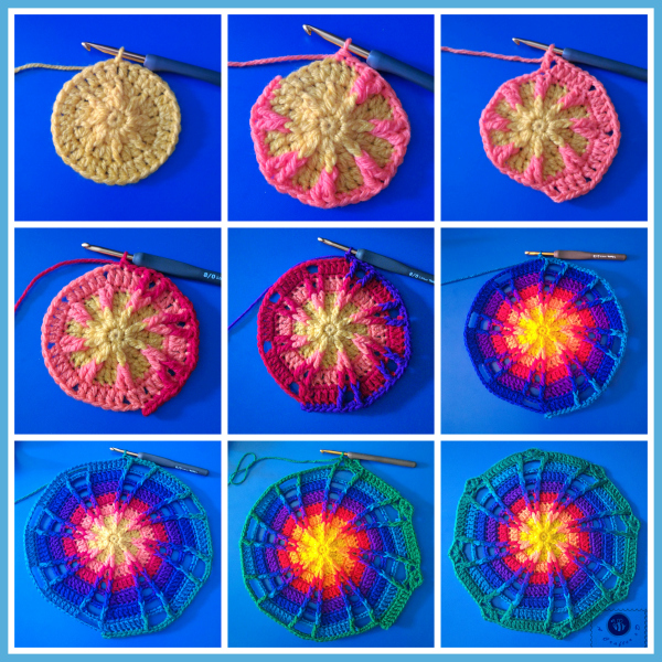 crochet rainbow mandala 