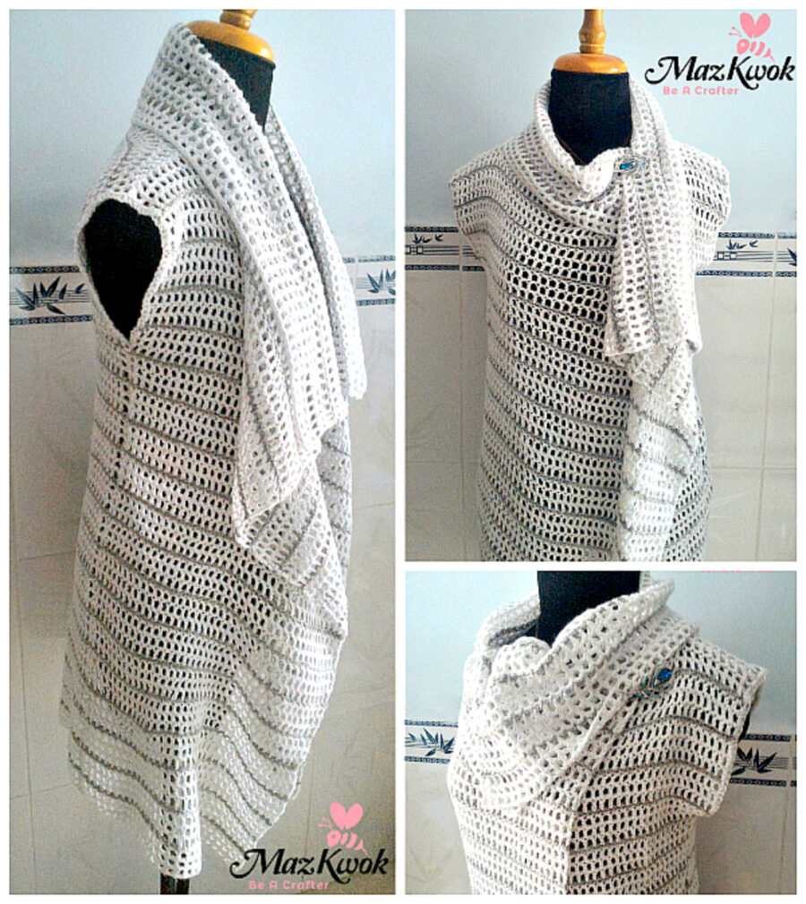 crochet layered lapel vest